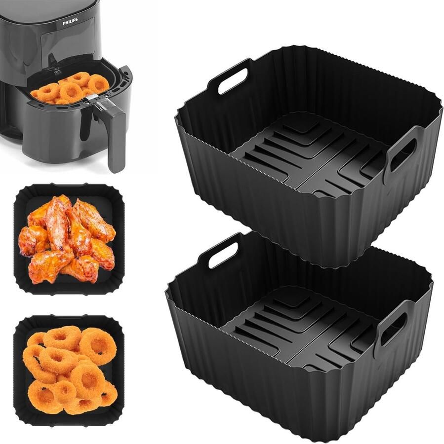 2 stuks siliconenvorm heteluchtfriteuse accessoires voor Philips Essential Airfryer 4 1L zwart siliconen heteluchtfriteuse-vorm