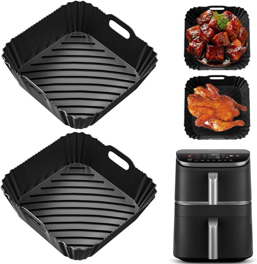 Siliconen bakvorm voor Cosori Turbo Tower Pro Smart 10 8 l herbruikbaar airfryer siliconen airfryer voor Cosori Airfryer CAF-DC112-AEU (6 5 l en 4 3 l) (2 stuks)