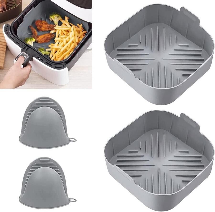 Siliconen Bakvorm voor Heteluchtfriteuse 2 Stuks Anti-aanbak & Herbruikbaar