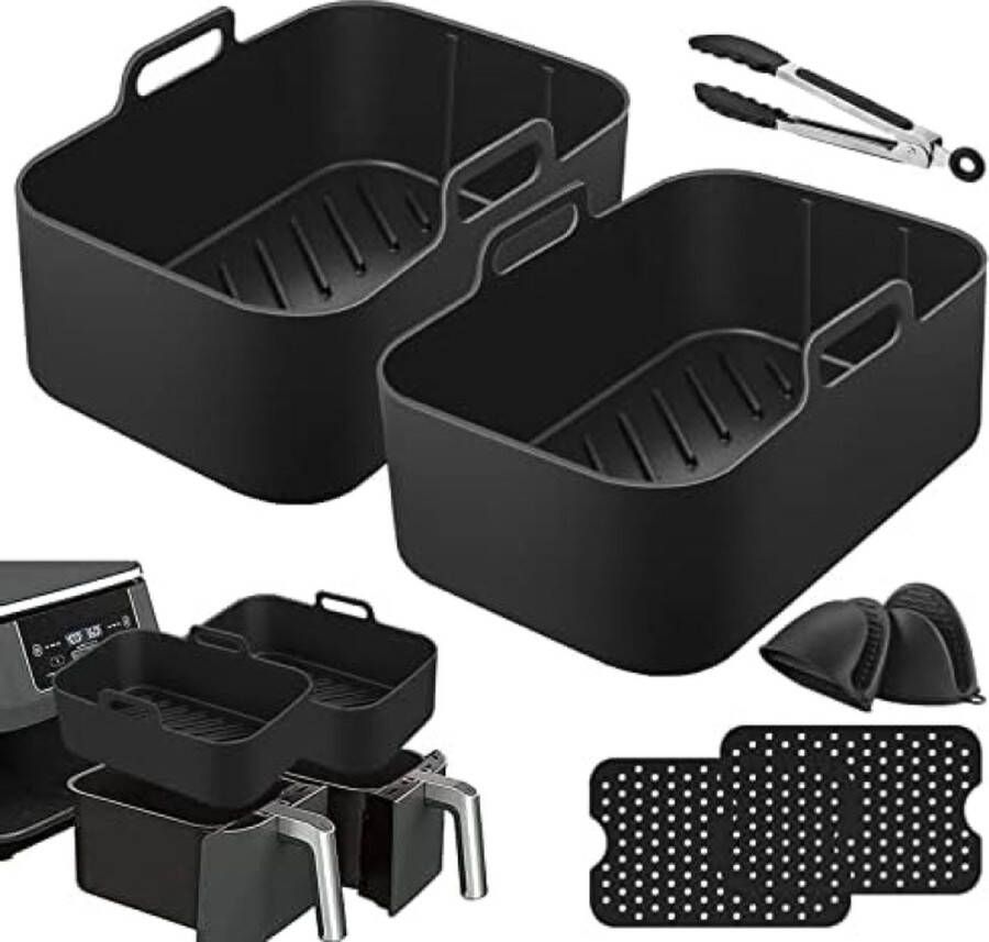Siliconen bakvorm voor heteluchtfriteuse herbruikbare siliconen vorm siliconen airfryer accessoires airfryer siliconen pan heteluchtfriteuse mand voor Ninjas Dual Air Fryer oven