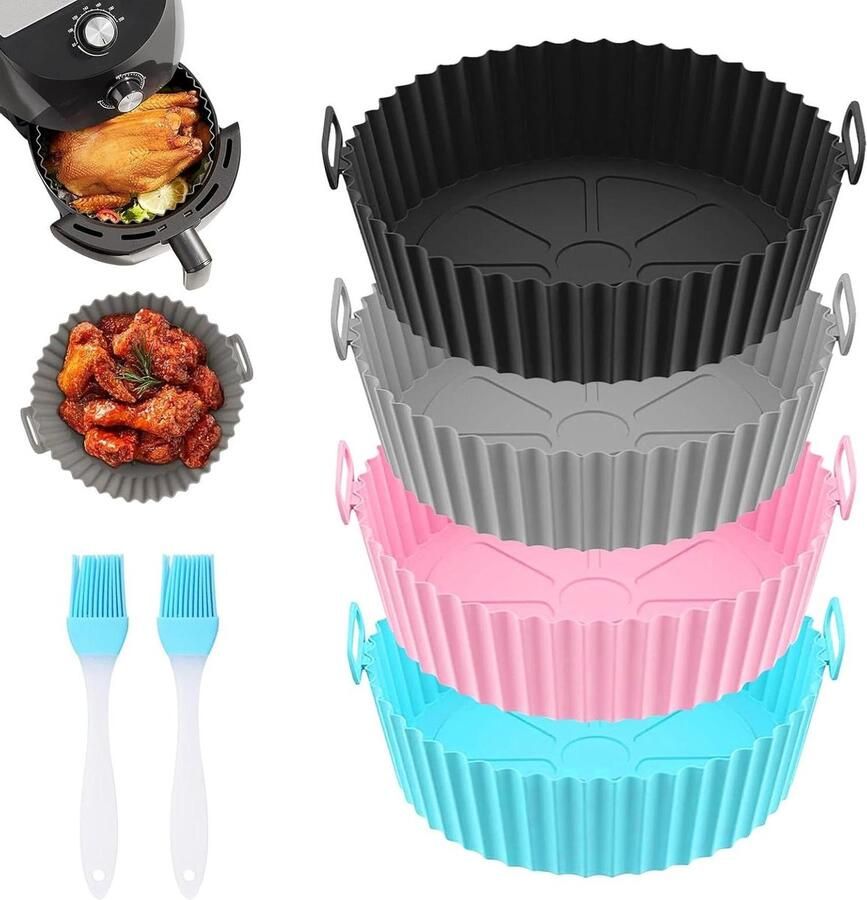 Siliconen Bakvormen Airfryer Inzetstukken Bakken en Koken Met Handgrepen 20 x 17 x 5 cm