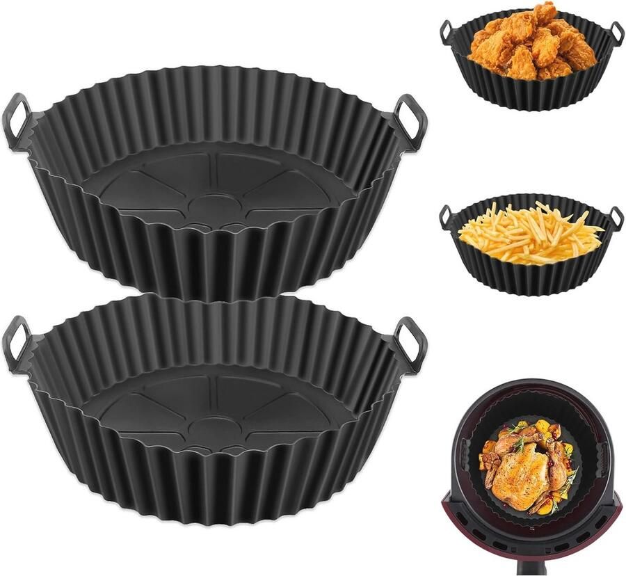 Siliconen Bakvormen voor Airfryer 2 Stuks Herbruikbare Accessoires