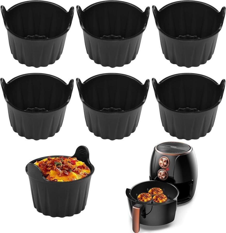 Siliconen bakvormen voor airfryer en oven 6-delige set voor eieren muffins en ovenschotels hittebestendig en eenvoudig schoon te maken