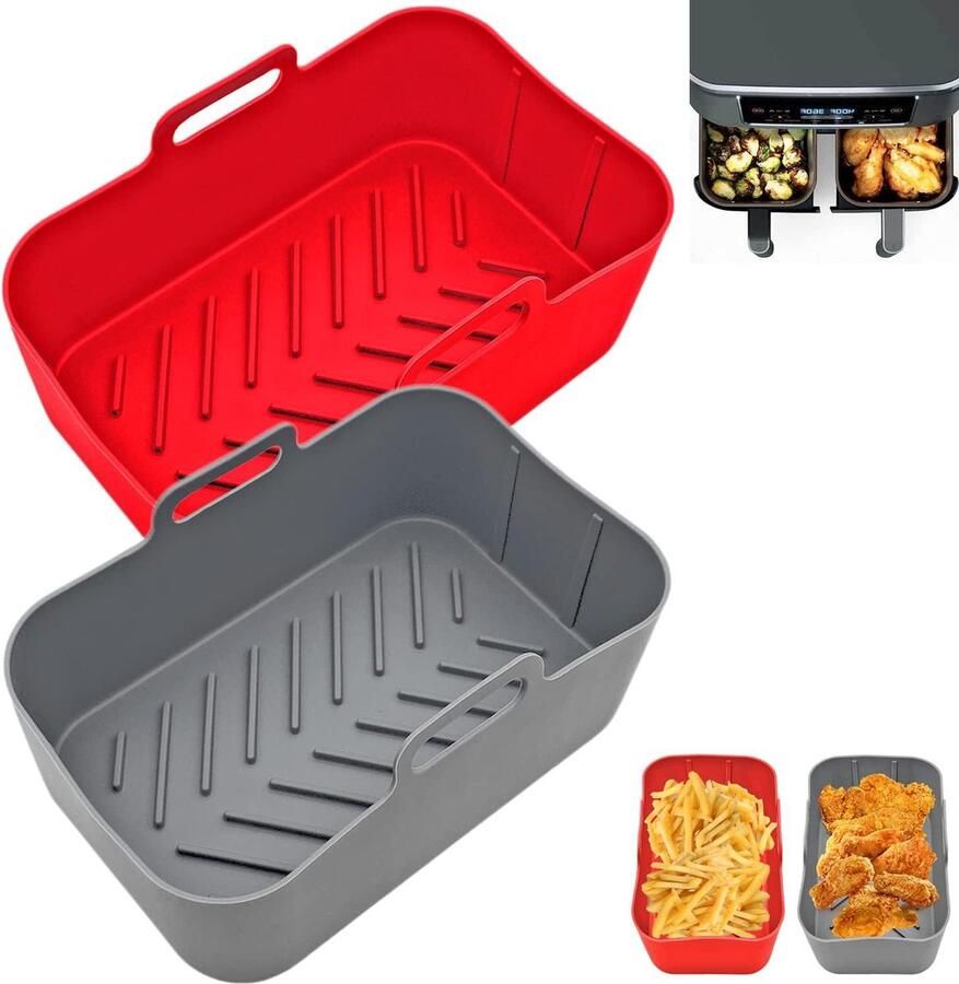 Siliconen bakvormen voor Ninja Foodi Dual Zone heteluchtfriteuse Set van 2 Grijs Inzetstukken Accessoires