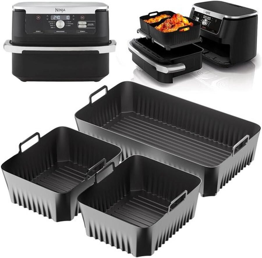 Siliconen Bekleding Airfryer Accessoires Anti-aanbaklaag Zwart Foodi Flex Tray 10.4L Geschikt voor Ninja AF500UK