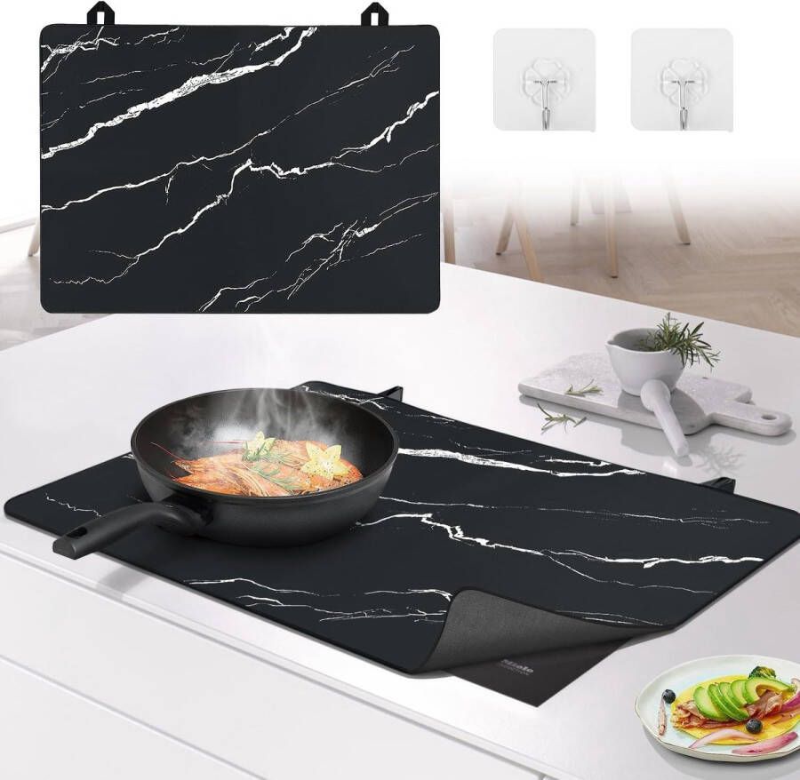 Siliconen Beschermmat voor Inductiekookplaat 52 x 73 cm Multifunctioneel en Antislip met Marmerpatroon