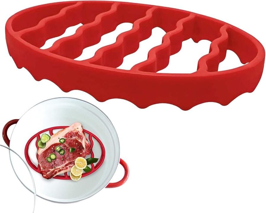 Siliconen Grillrooster Koelrooster Bakrek Gezond Koken Vetafvoer Ontwerp 17.3 x 20.1 x 3.4 cm Zwart