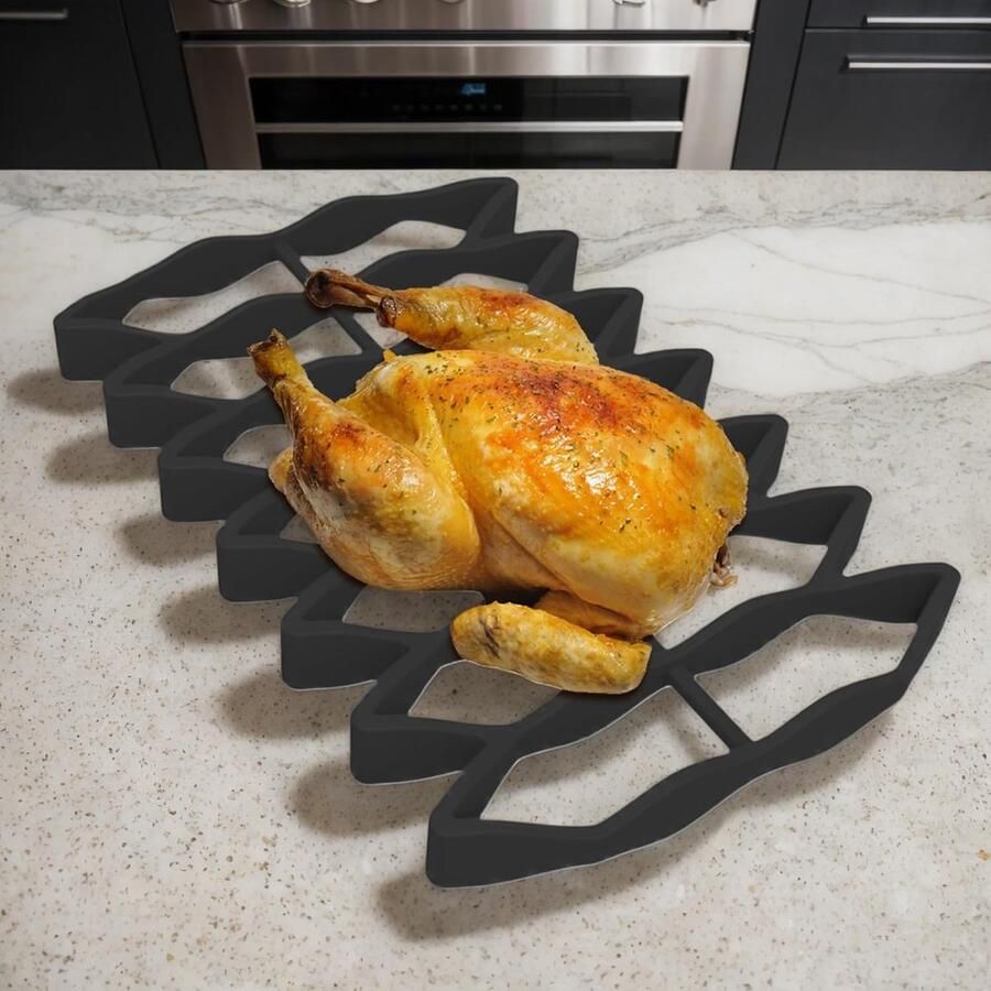 Siliconen braadrek Oven rooster Bakken en grillen Anti-aanbak en hittebestendig 23x15.6x2 cm Zwart