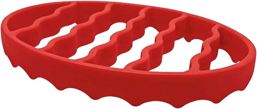 Siliconen Braadrooster Hittebestendig Rooster Gezonder Koken Vetlood Ontwerp 17.3 x 20.1 x 3.4 cm Rood