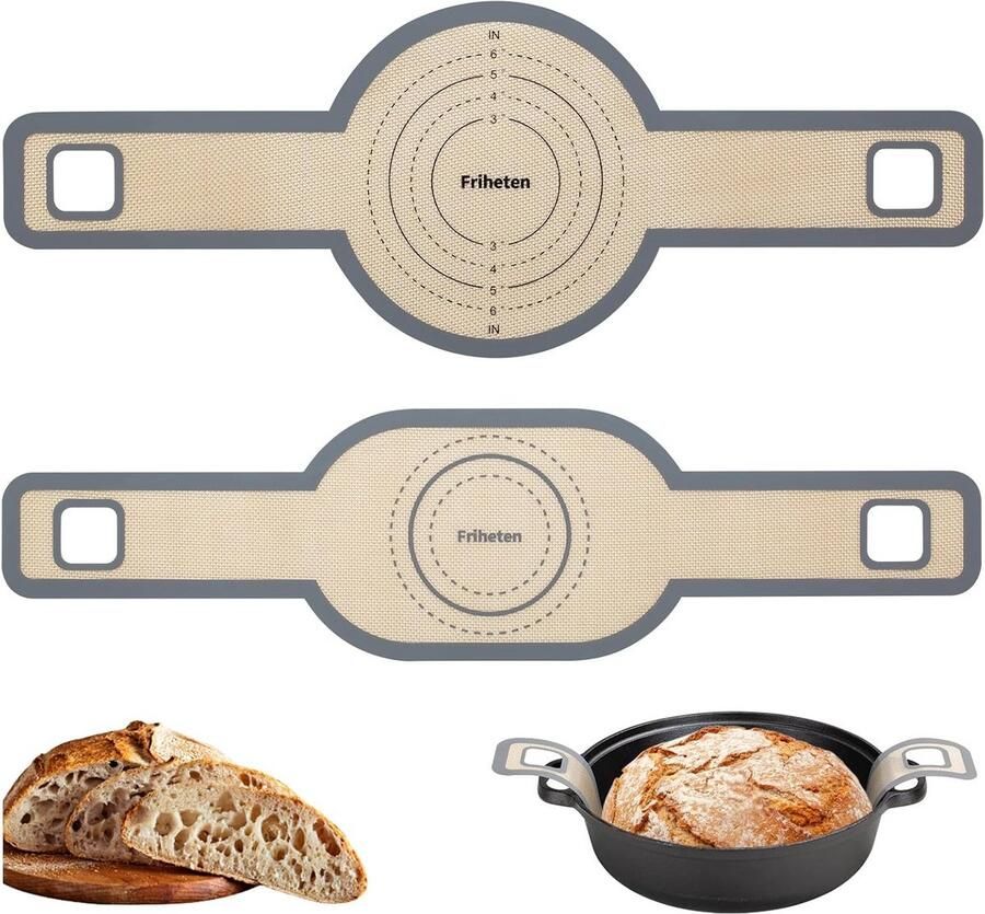 Siliconen Brood Sling Bakmat Oven Zuurdesem Bakken Bijgewerkt Handvat 2 Stuks Grijs