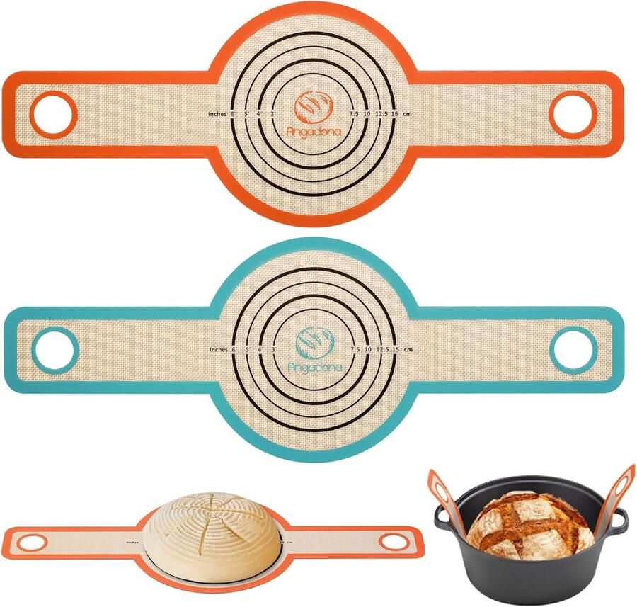 Siliconen Brood Sling Bakmat Oven Zuurdesem Bakken Extra Lange Handgrepen 2 Stuks Set Mix Kleur