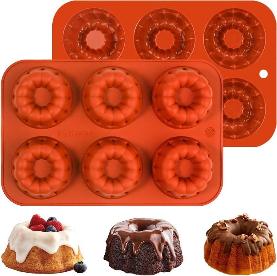 Siliconen Cakevormen Set van 2 Mini Ring Cake Tin van 7 cm voor Muffins Cupcakes en Pudding Bakken