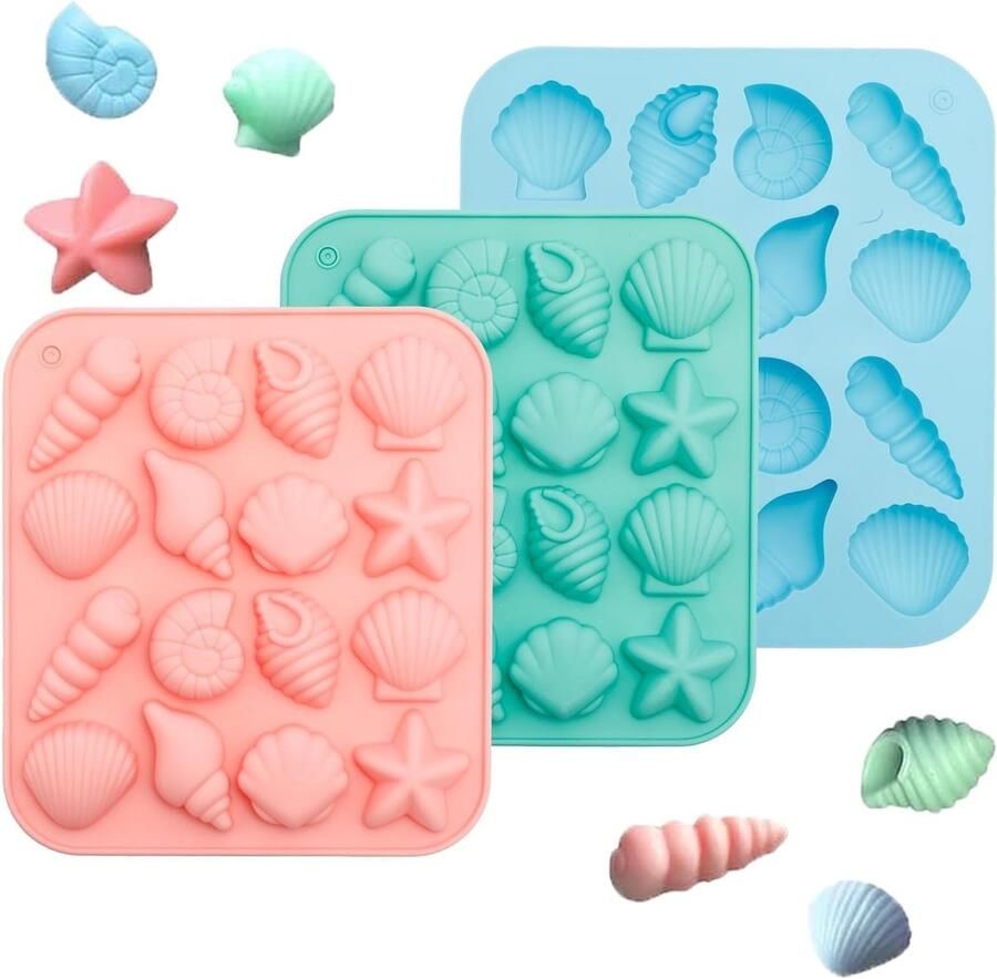 Siliconen Chocoladevormen Set van 3 Navy Stijl voor Scallops Geschikt voor Cake Snoep en Gelatine