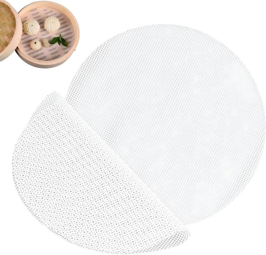 Siliconen Dampmatten Stoominzet Koken en Bakken Antiaanbak en Herbruikbaar 30 cm Wit