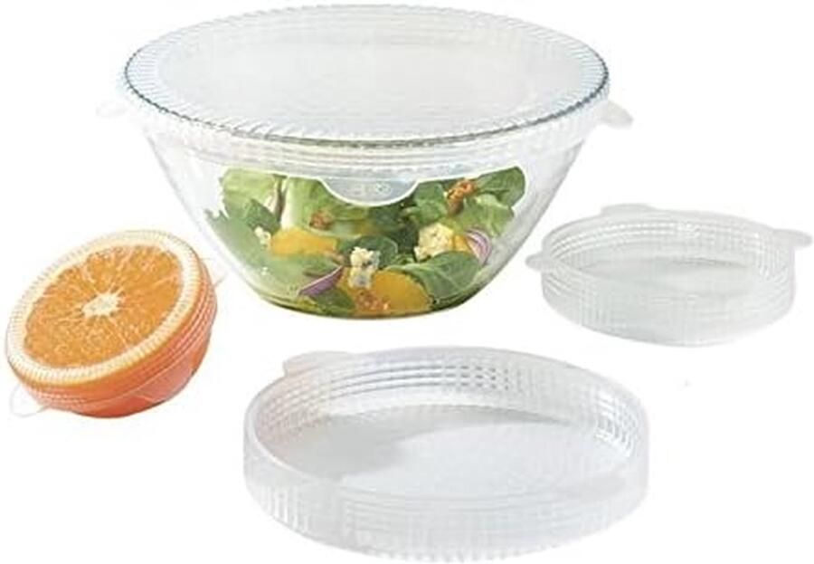 Siliconen Deksel Set Flexibele Deksels Luchtdicht Afsluiten Vacuüm Effect 41x28 cm Transparant