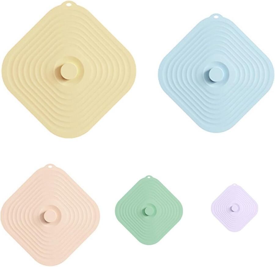 Siliconen Deksel Set Herbruikbare Covers Vers Houden Vacuüm Zuigkracht 5 Maten Meerkleurig