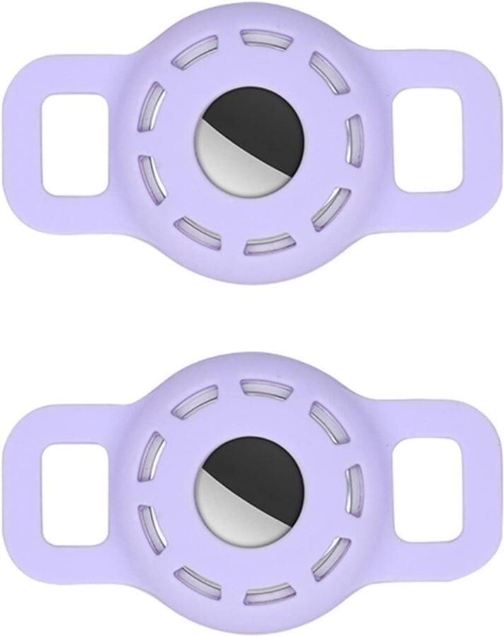 Siliconen Dierenhalsbandhoes met HD Beschermfolie Verstelbare GPS Zoekcover voor Honden en Katten 2-Pack (Licht Paars) Bescherming Transparantie Dierenaccessoires