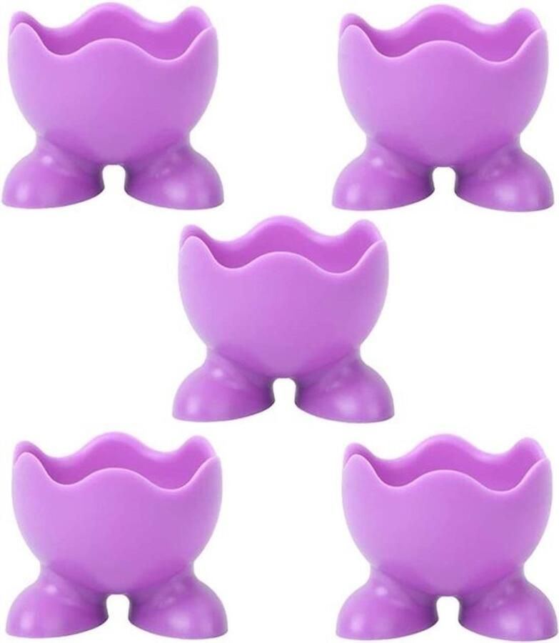 Siliconen Ei Cups Houder Set Ontbijt Serveren Duurzaam Materiaal 5x5x4 cm Willekeurige Kleuren