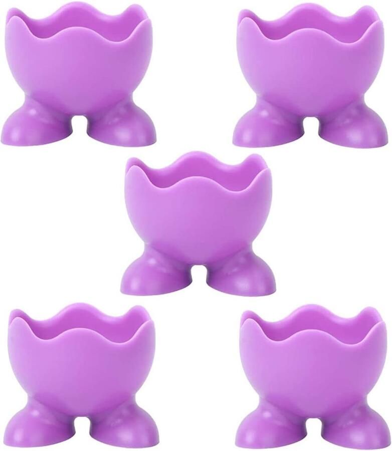 Siliconen Ei Cups Houder Set Ontbijt Serveren Duurzaam Materiaal 5x5x4 cm Willekeurige Kleuren