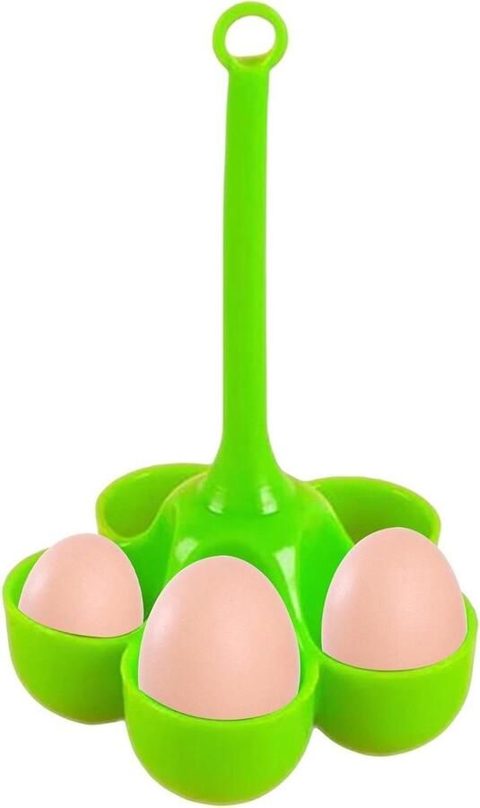 Siliconen eier stoomrek Eierkoker houder Ontbijt bereiden Hittebestendige handgreep 12 x 12 x 20 cm Groen