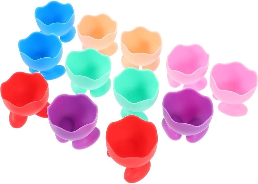 Siliconen Eierdoppen Eierhouders Set Ontbijt Presentatie Duurzaam Flexibel Materiaal 5x4 cm Kleuren