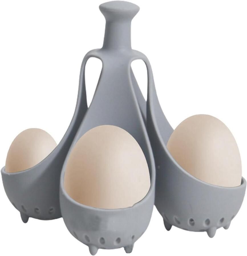 Siliconen Eierhouder voor Koken: 4 of 6 Eieren Tegelijk Pocheren en Koken in Pot