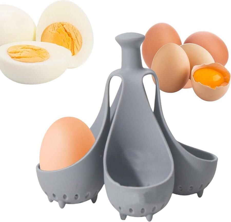 Siliconen Eierkoker Eierhouder Kookvorm Eieren Koken Geen schillen nodig 4 of 6 eieren Meerkleurig