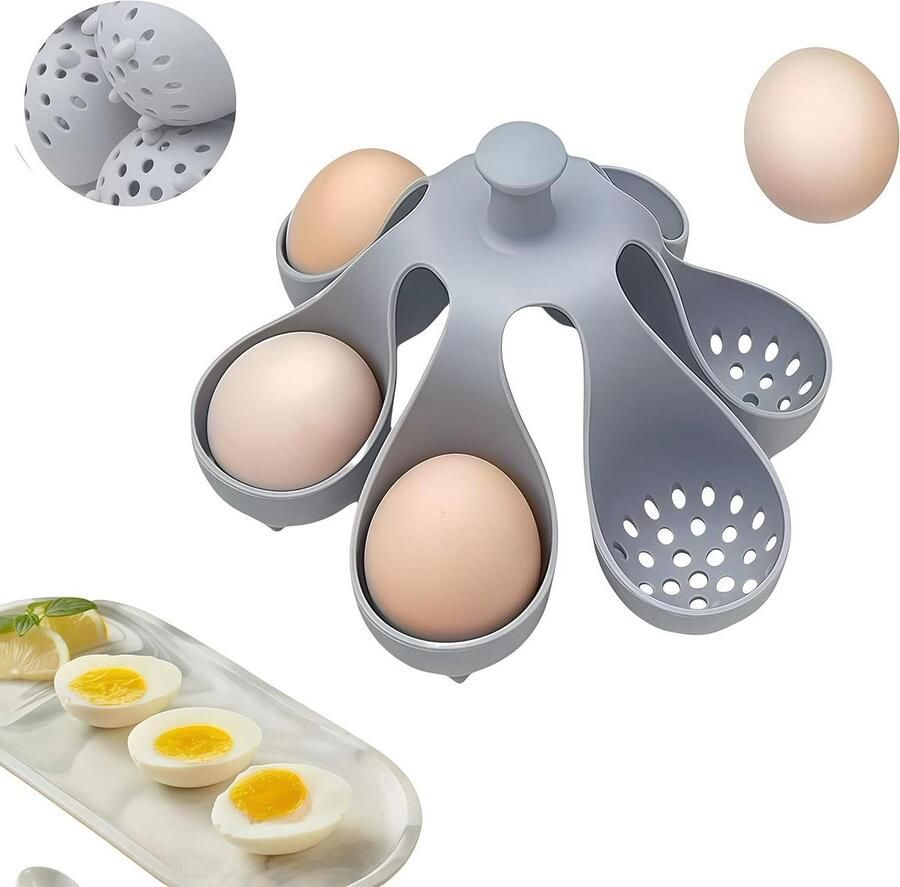 Siliconen Eierkoker Gestoomde Eierbak Eieren Koken 6 Onafhankelijke Houders 157 cm Grijs