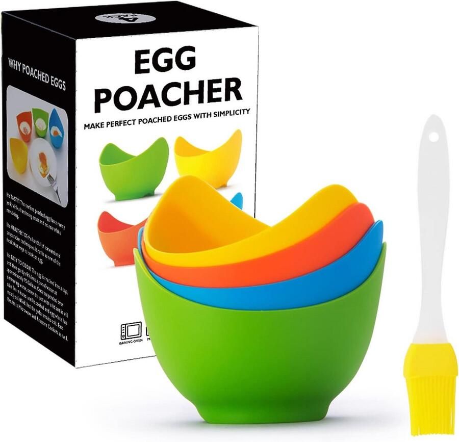 Siliconen Eierkokers voor Magnetron en Koken Set van 4 in Verschillende Kleuren