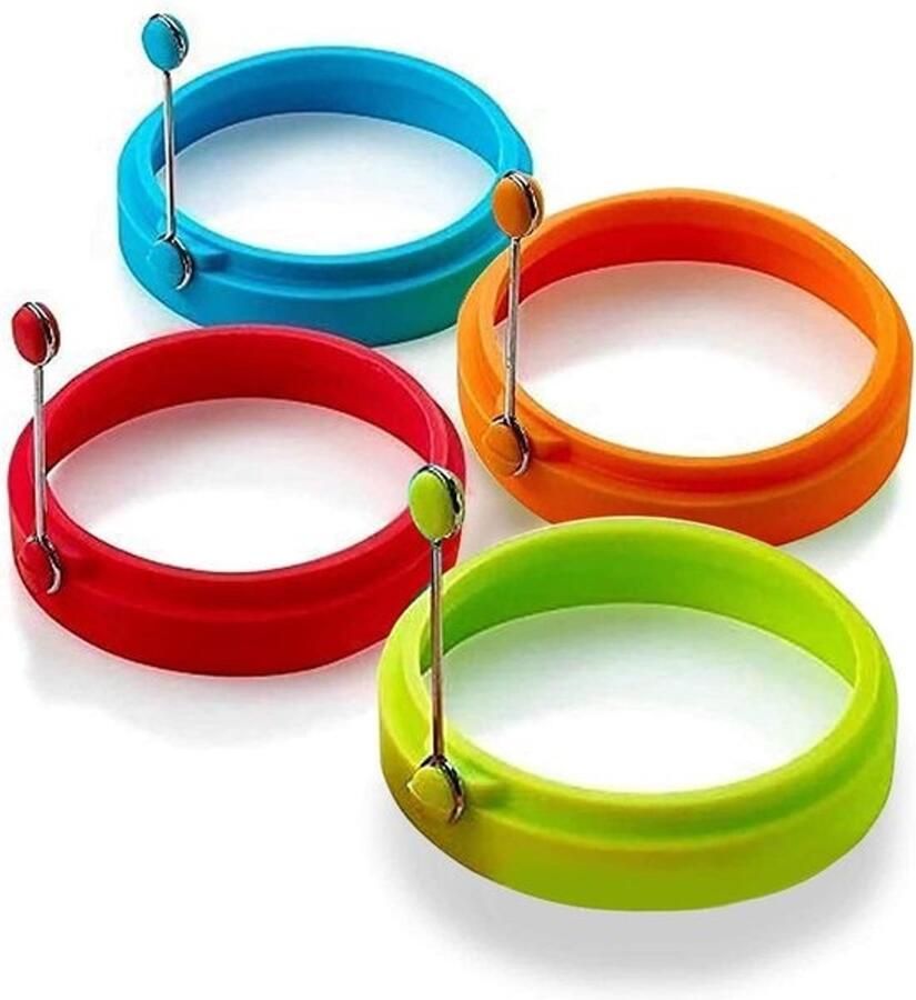 Siliconen eierring Braadring pannenkoek Perfecte eieren bakken Antiaanbaklaag 10.5 cm diameter 4 kleuren set