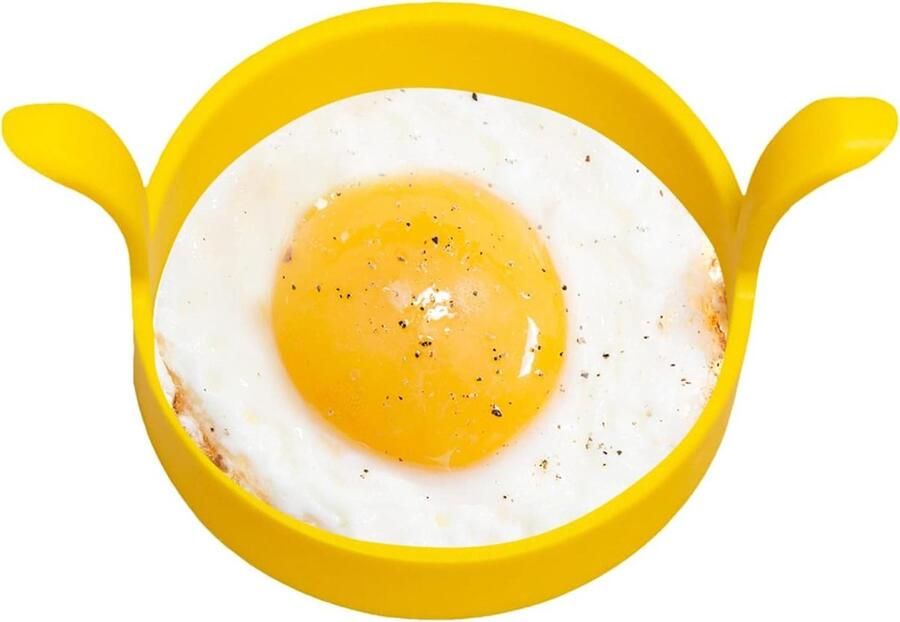 Siliconen Eierring Pannenkoekvorm Ronde Vorm Ontbijt Bereiden Voedselveilig Siliconen 12 x 8 x 6 cm Geel
