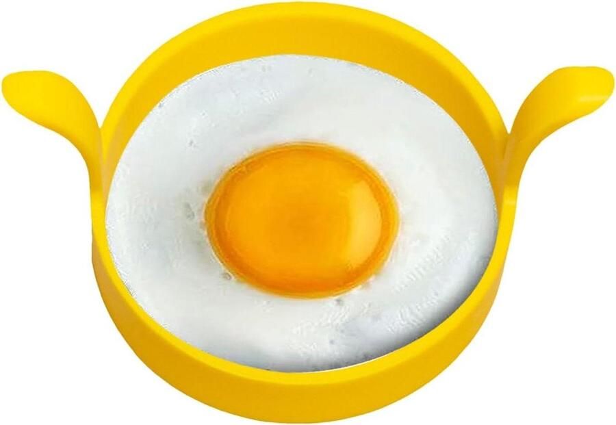 Siliconen eierring Ronde bakvorm Ontbijt maken Met handvatten 12 x 8 x 6 cm Geel