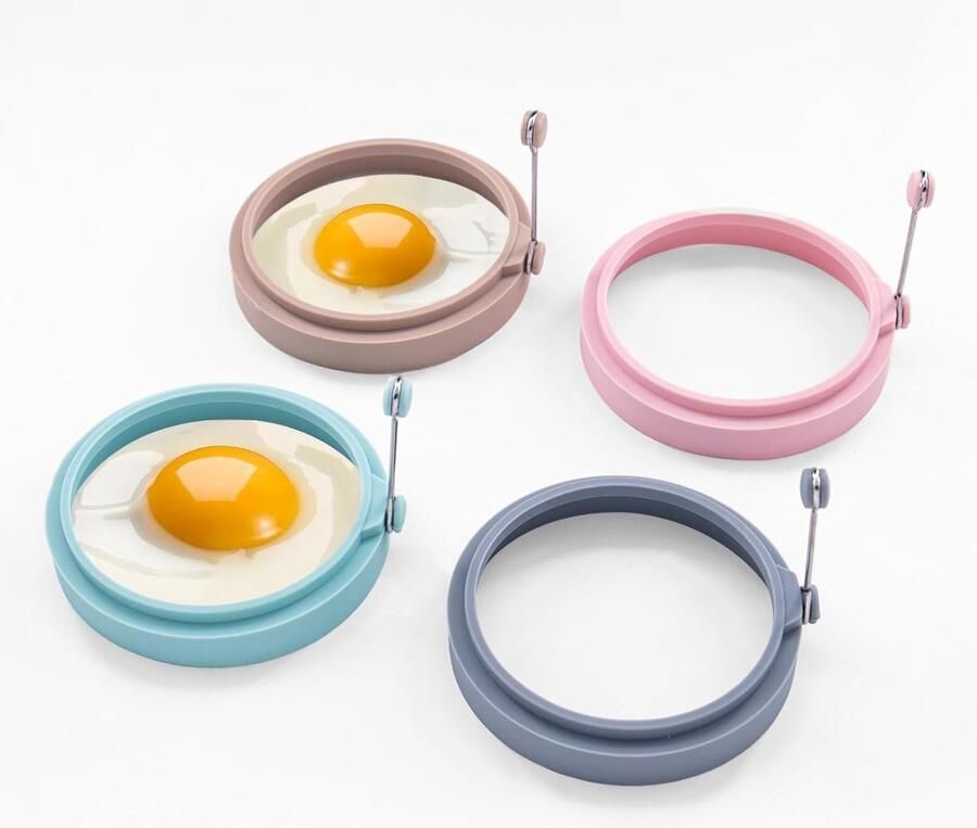 Siliconen Eierringen Ei Vormpjes Perfect Gebakken Eieren Anti-aanbak Laag 10 CM Rond Scandinavisch Kleur