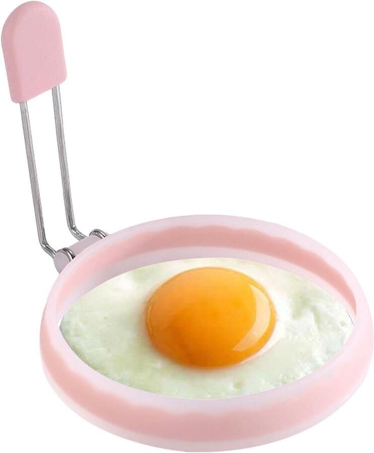 Siliconen Eierringen Eivormen Ronde Vormen Ontbijt Maken Antiaanbaklaag 12.5 x 11 x 2.5 cm Roze
