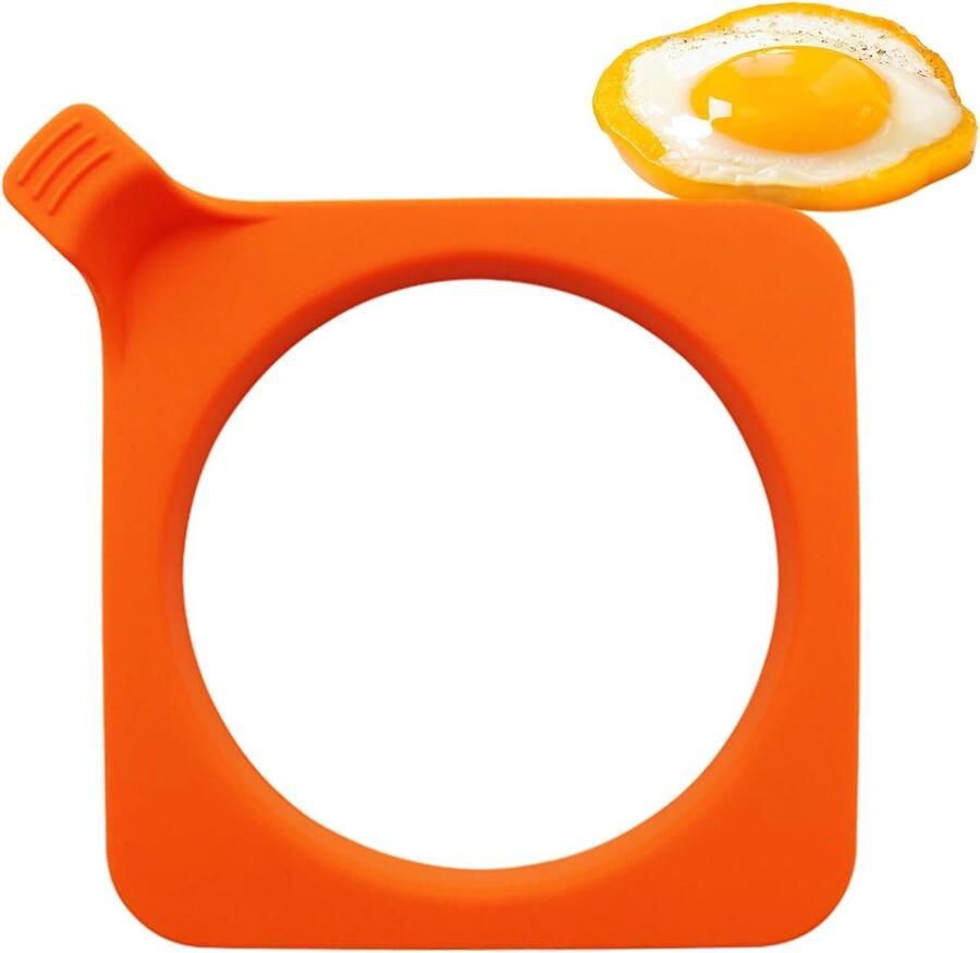 Siliconen Eierringen Omelet Vormen Ontbijt Maken Afneembaar Ontwerp 12x12x1.6cm Oranje