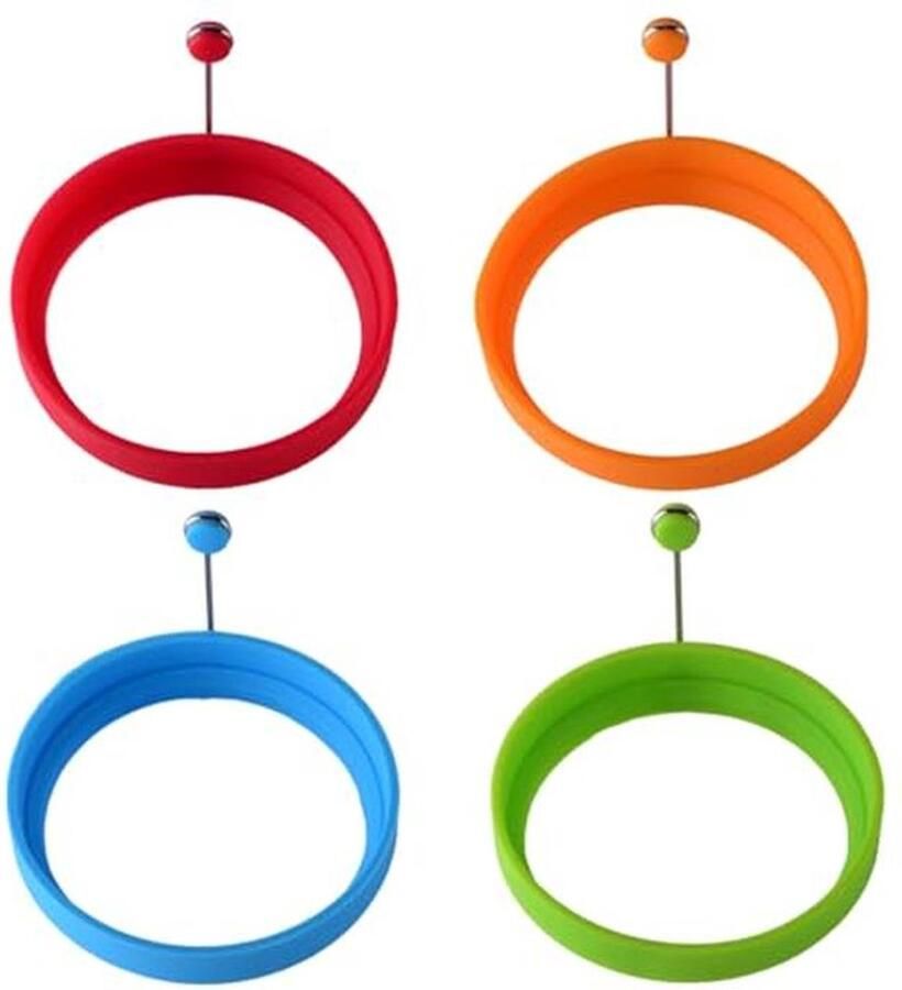 Siliconen Eierringen Set van 4 Niet-stick Kookringen voor Eieren en Pannenkoeken