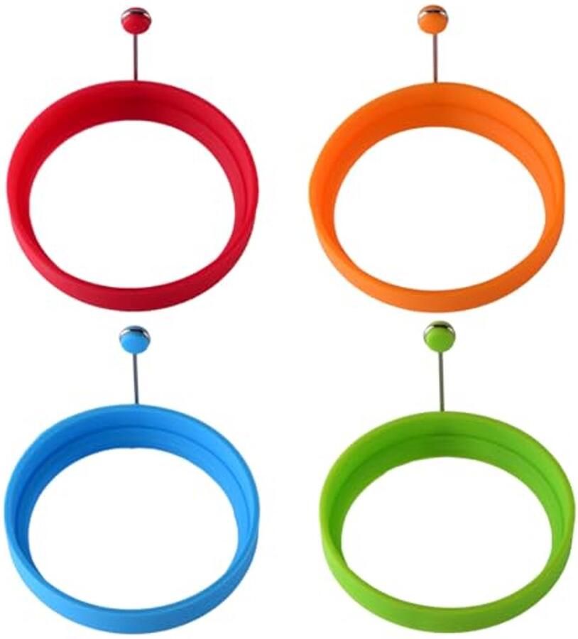 Siliconen Eierringen Set van 4 Niet-stick Kookringen voor Eieren en Pannenkoeken