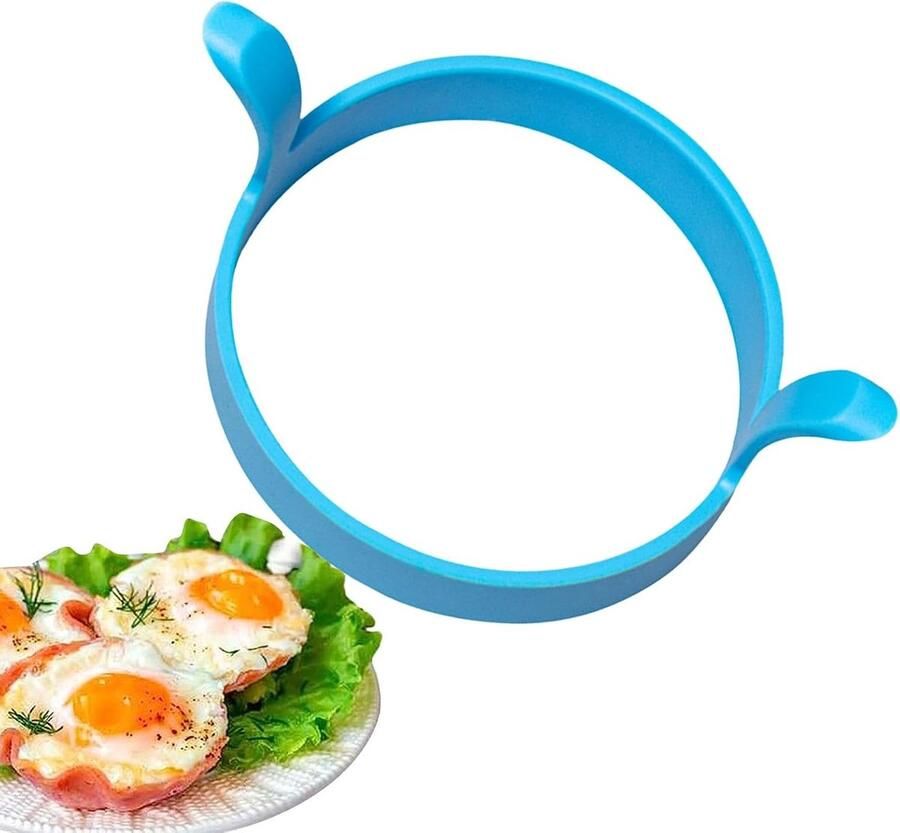 Siliconen eiervorm Kookring omelet Ontbijt maken Dubbelzijdige handgrepen 12 x 8 x 6 cm Blauw