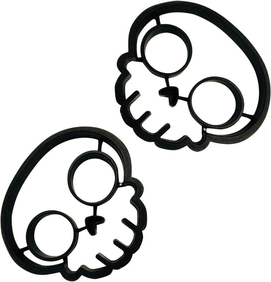 Siliconen Eiervorm Schedel Bakvorm Ontbijt Maken Dubbele Schedelvorm Set van 2 Zwart