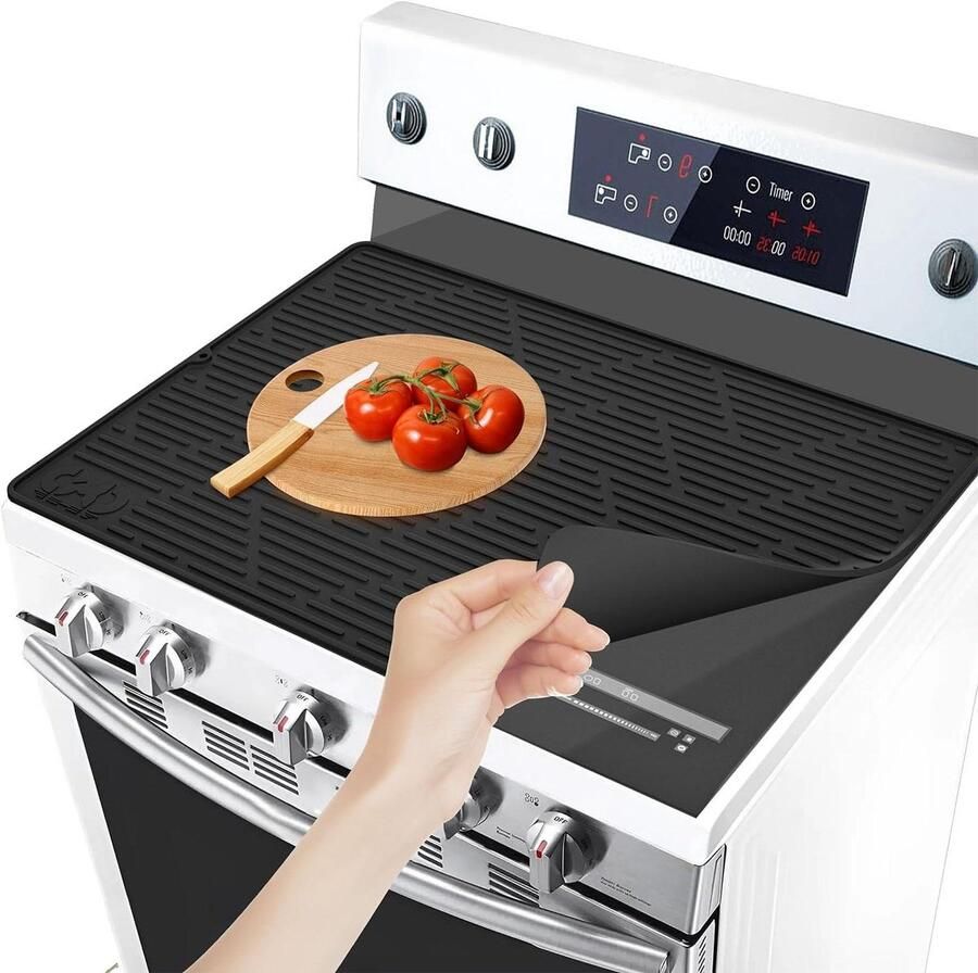Siliconen fornuis Top Cover Kookplaatbeschermer Mat Keuken Beschermen Hittebestendig tot 230°C 71 x 50.8 cm Zwart