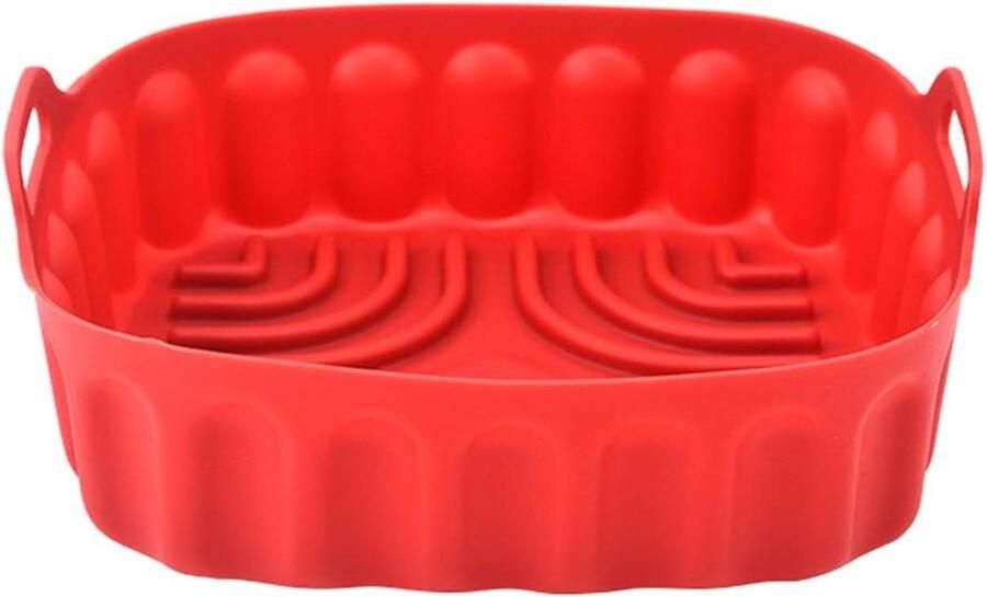 Siliconen Friteuse Bakvorm Herbruikbare Bakmat Veilig Koken Met Anti-Brand Handgrepen 15x15 cm Rood