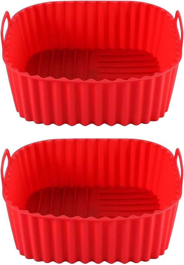 Siliconen Friteuse Mand Friteuse Bakplaat Gezond Koken Dubbele Handgrepen 17 cm Rood
