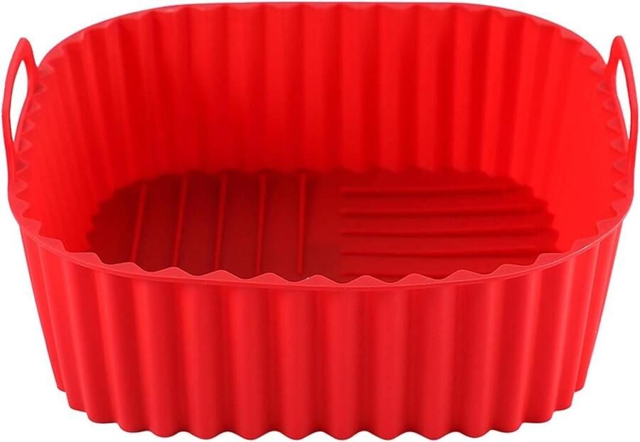 Siliconen Friteuse Mand Herbruikbare Voering Veelzijdig Koken Dubbele Handgrepen 17 cm Rood