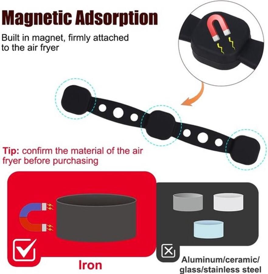 Siliconen Gespen 12 Stuks Magnetische Clips Hittebestendig Voor Heteluchtfriteuse Voorkomt Verschuiven Verhoogt Veiligheid Bakpapierclips