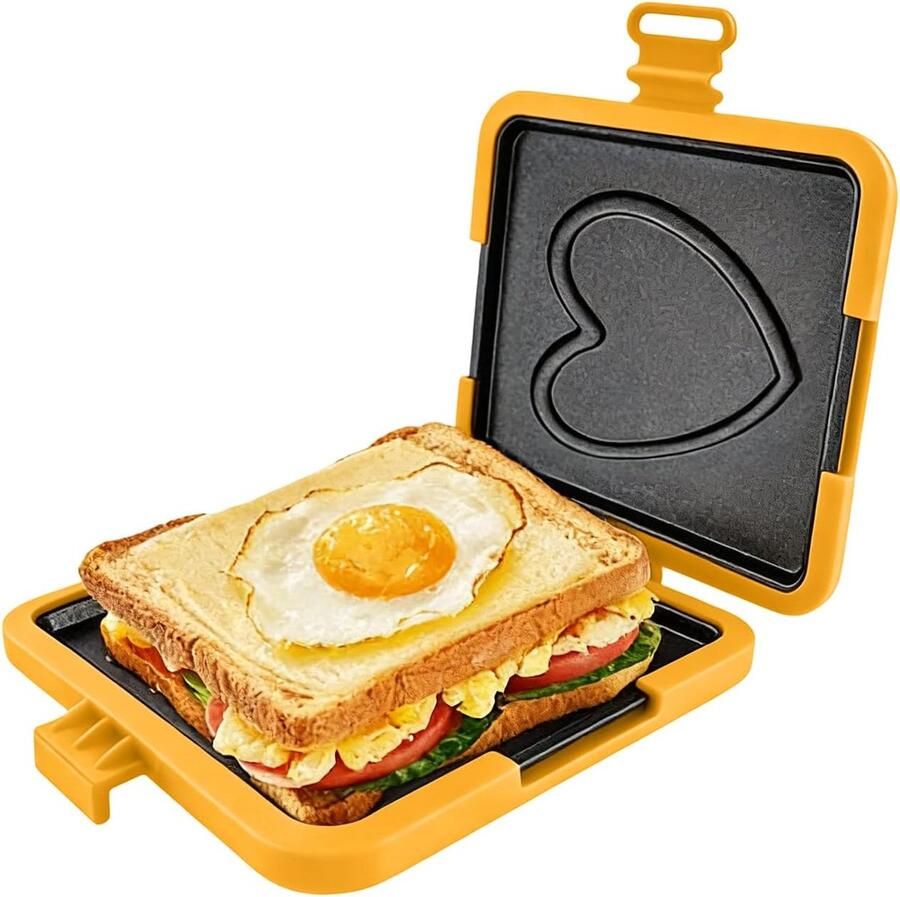 Siliconen Grilled Cheese Maker voor Magnetron Broodrooster Non-Stick Tosti Maker Magnetron Grill Pan Geel 14x16x3 cm