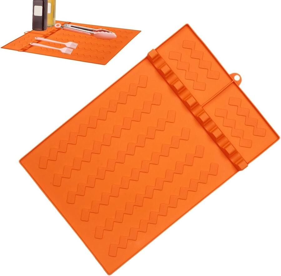 Siliconen Grillmat BBQ Onderlegger Keukengerei Organiseren Krasbestendig & Hittebestendig 26.5 x 41 cm Oranje