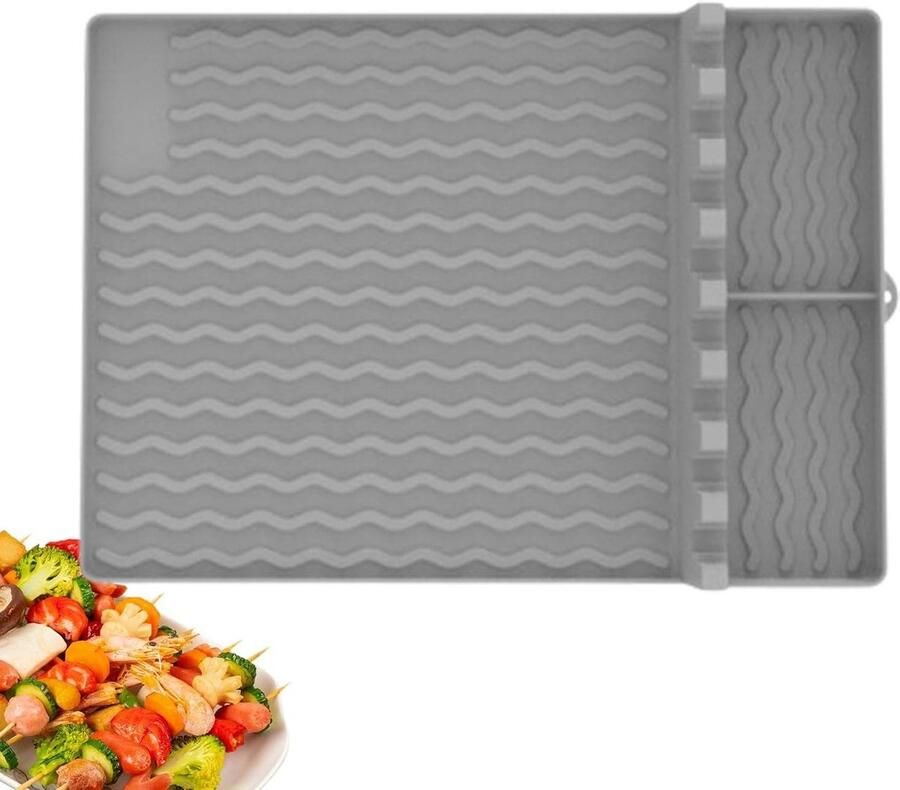 Siliconen Grillmat Braadpannenmat Outdoor Veilig Koken Antislip Oppervlak 406 x 292 cm Grijs