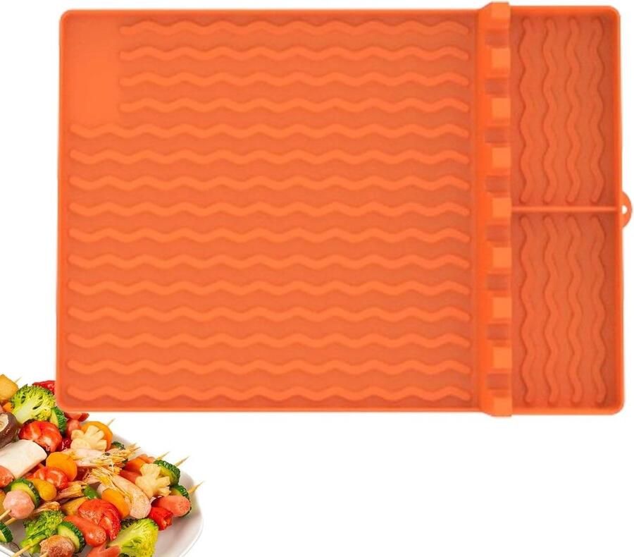 Siliconen Grillmat Keukengereedschap Mat Barbecue Voorbereiding Voedselveilig Materiaal 40x29 cm Oranje