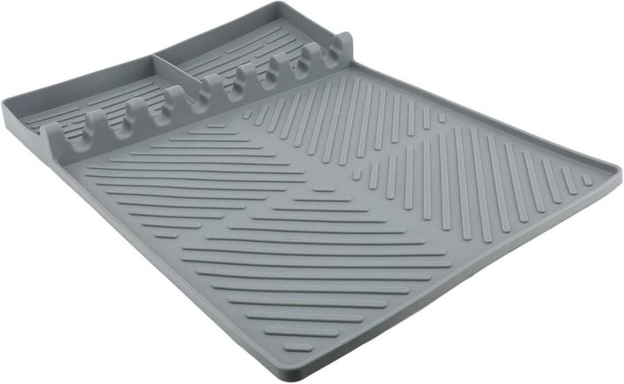 Siliconen Grillmat Keukenmat Bakplaat Gereedschap Organiseren Ingebouwde Lekbak 36 x 25 cm Zwart