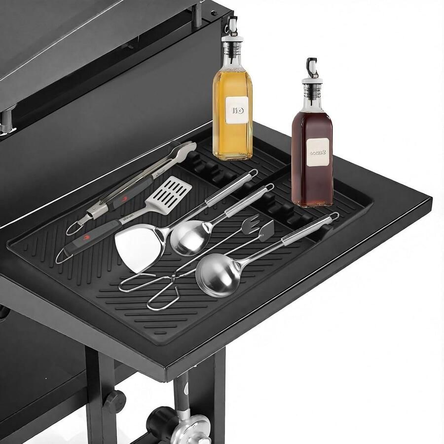 Siliconen Grillmat Spatelmat Druppelpad Grill Organiseren Antislip Krasbestendig 40.5 x 29.5 cm Zwart